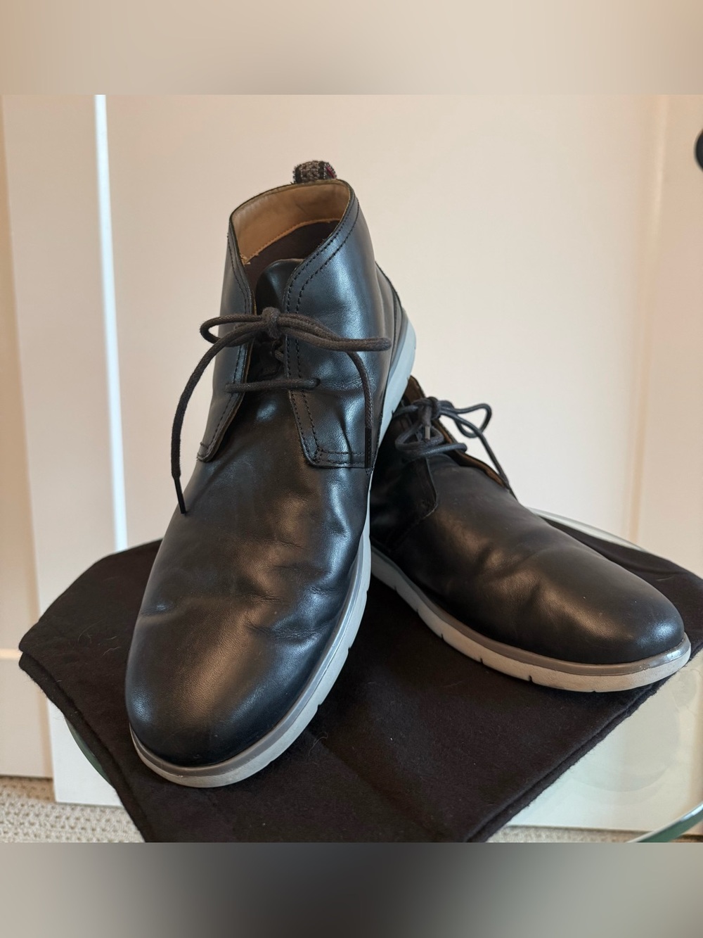 Men's Black Leather Chukka Sneakers with Grey Sole UGG